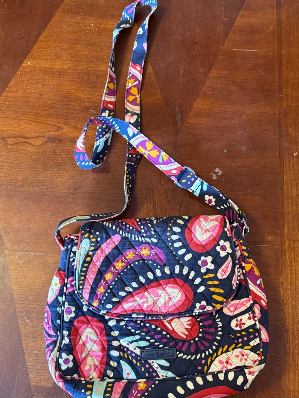 Vera Bradley Quilted Floral Crossbody Bag - Navy, Pink & Red